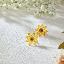 向日葵輕透感手工樹脂耳環