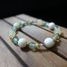 水晶手鍊 晶礦系列—白霧之森 綠草莓晶 摩根石 金線貝