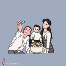 【電繪-彩色黑線/半身】似顏繪 電子檔/桌布