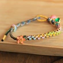 春秋全手工編繩 | 桃花結手繩 琺琅彩沙金花朵 | 吉祥如意