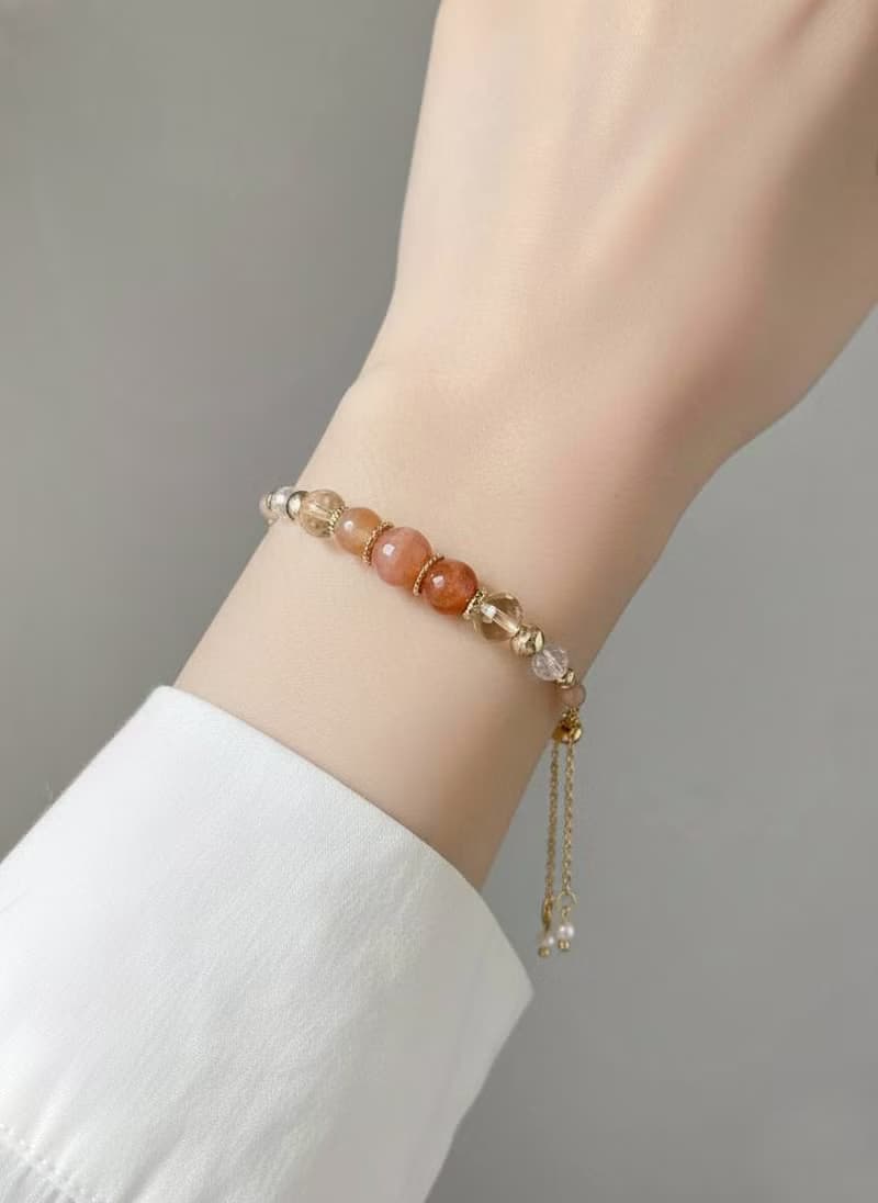 生命靈數2號 開運手鍊 | 太陽石×天然石 | 橙色能量與和諧象徵