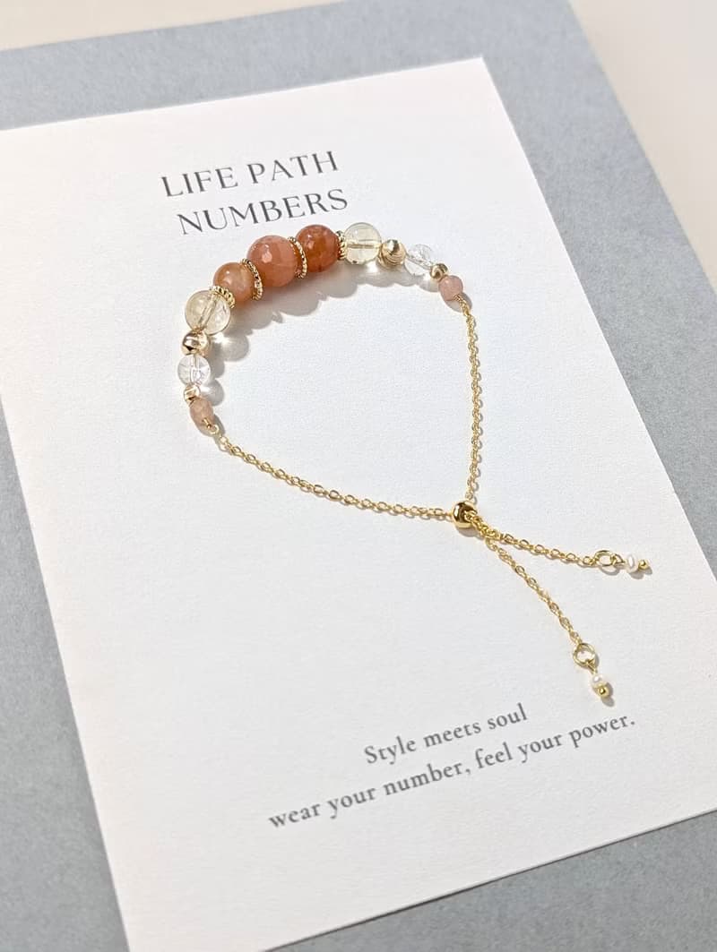 生命靈數2號 開運手鍊 | 太陽石×天然石 | 橙色能量與和諧象徵