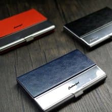 新品上市瘋馬皮金屬名片夾免費刻字3顏色可選
