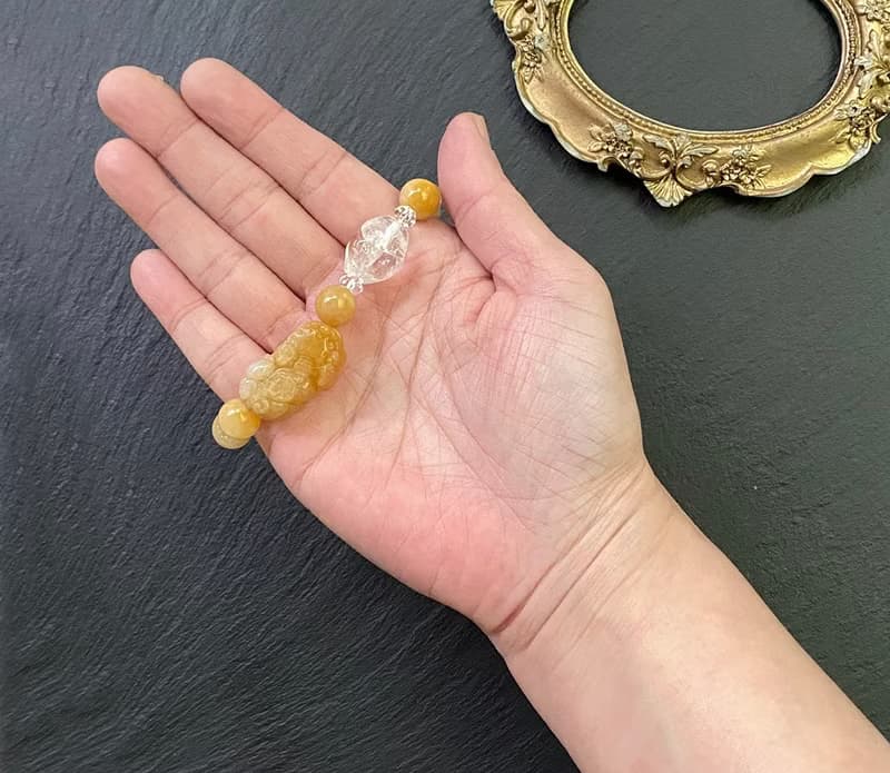 彩虹白水晶 黃玉 金髮晶 白水晶車輪珠 黃玉貔貅手鍊 招財開運
