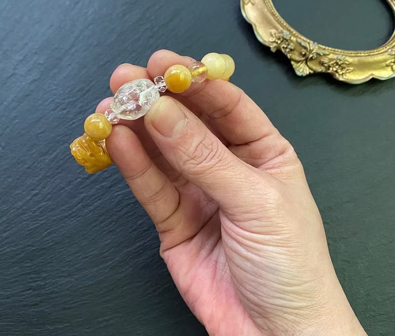 彩虹白水晶 黃玉 金髮晶 白水晶車輪珠 黃玉貔貅手鍊 招財開運