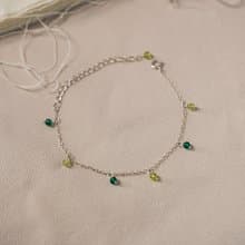 SV925/14KGF 果實纍纍 撞色 迷你橄欖石 綠尖晶 手鍊/腳鍊