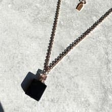 Onyx Necklace Perfume Bottle Design Motif Swarovski 18K Pink Gold Plating Plated