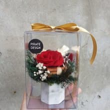 海藏設計│永生聖誕玫瑰。薰香石大理石紋盆花。附透明禮物盒
