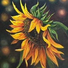 Bright Oil Painting with Sunflower