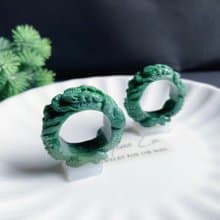 天然翡翠 手工龍戒 危地馬拉 雕刻戒指 內徑20.2mm 招財霸王 ring