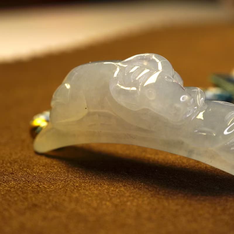 冰種翡翠水牛編織手鍊| 天然緬甸玉A貨翡翠 | 送禮