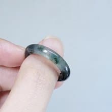 【親翠】天然翡翠 冰炸烏雞綠潮黑手指鐲16號戒圈B款 畢業禮物