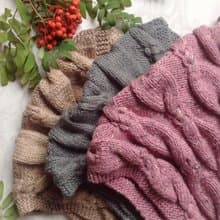 Hand knitted snood scarf for women.