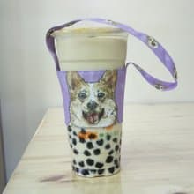 柯基-雙面飲料杯套-狗狗素描系列~雙面飲料提袋