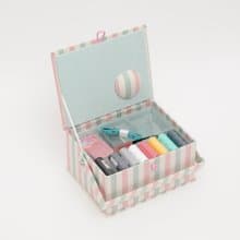 Vintage stripe sewing kit M Storage box