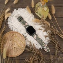 小白花圖案綠色蘋果錶帶 Apple Watch 4/5/6/7/8/9/10/SE/Ultra