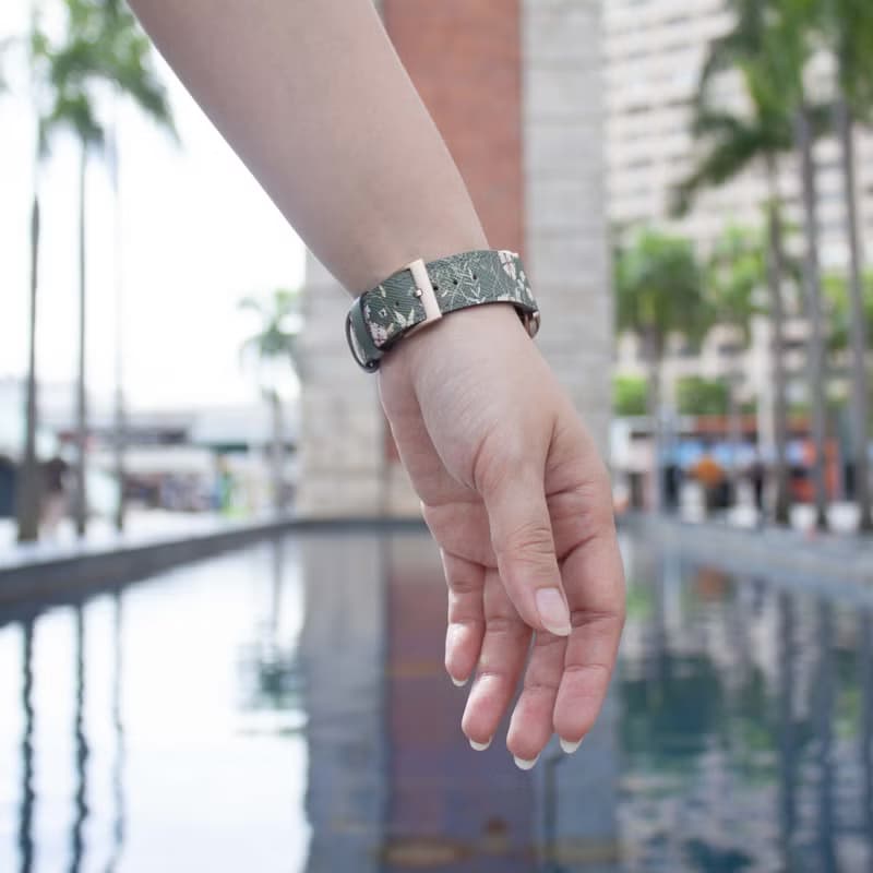 小白花圖案綠色蘋果錶帶 Apple Watch 4/5/6/7/8/9/10/SE/Ultra
