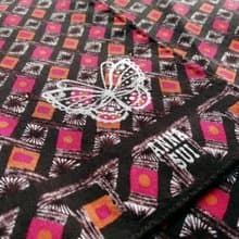 Anna Sui Vintage Handkerchief Butterfly Pink Motif 19.5 x 18 inches