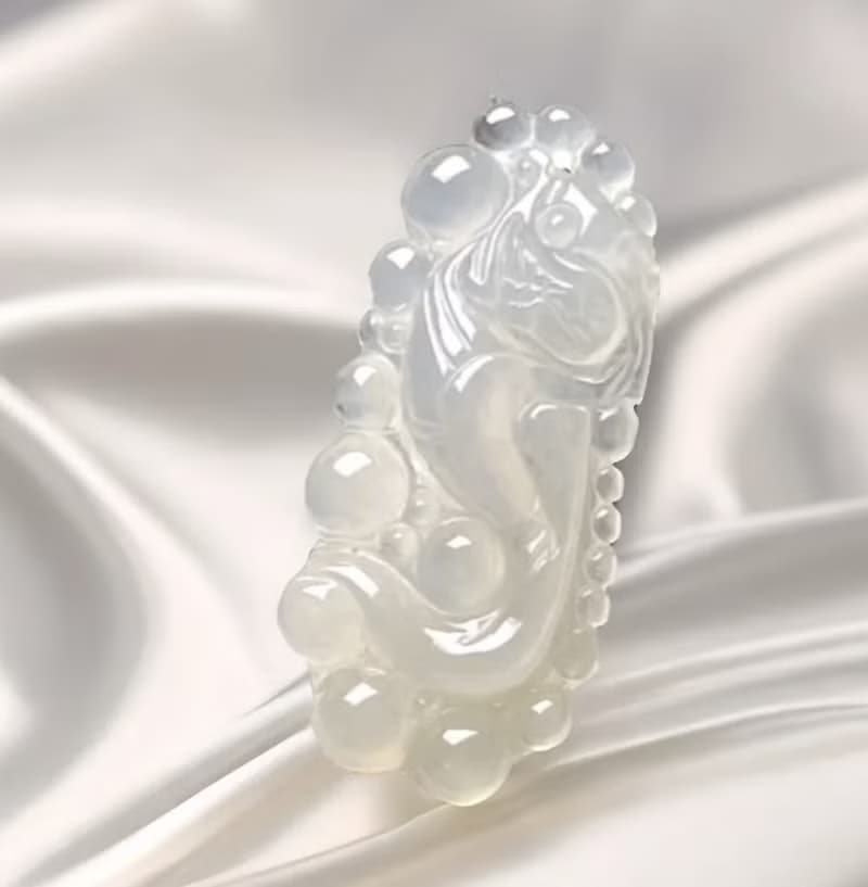 冰種翡翠懷古龍牌項鍊 | 天然緬甸玉翡翠A貨 | 送禮