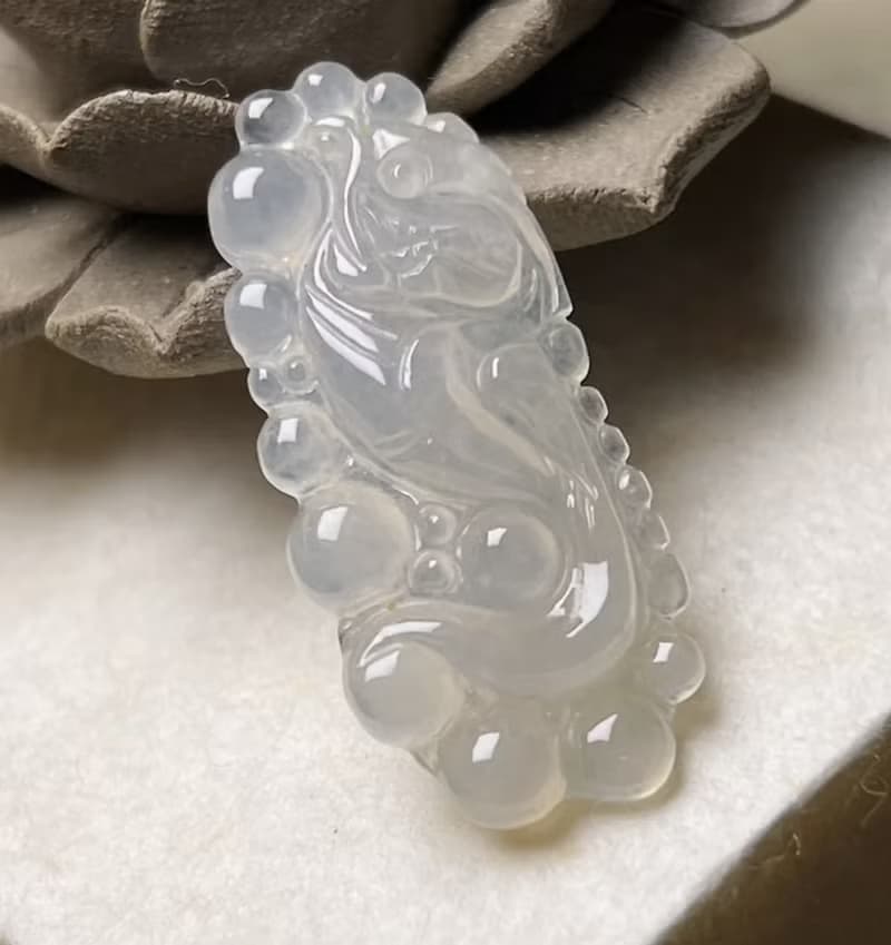 冰種翡翠懷古龍牌項鍊 | 天然緬甸玉翡翠A貨 | 送禮