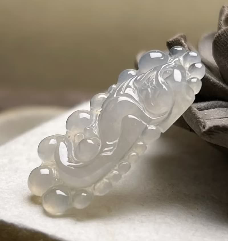 冰種翡翠懷古龍牌項鍊 | 天然緬甸玉翡翠A貨 | 送禮