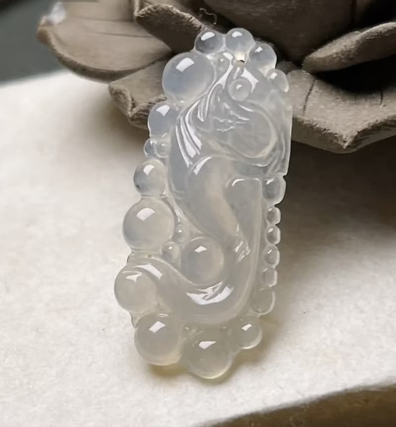 冰種翡翠懷古龍牌項鍊 | 天然緬甸玉翡翠A貨 | 送禮