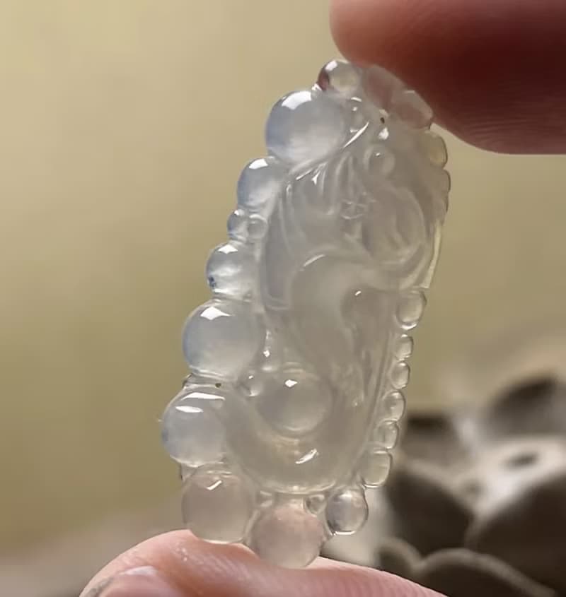 冰種翡翠懷古龍牌項鍊 | 天然緬甸玉翡翠A貨 | 送禮