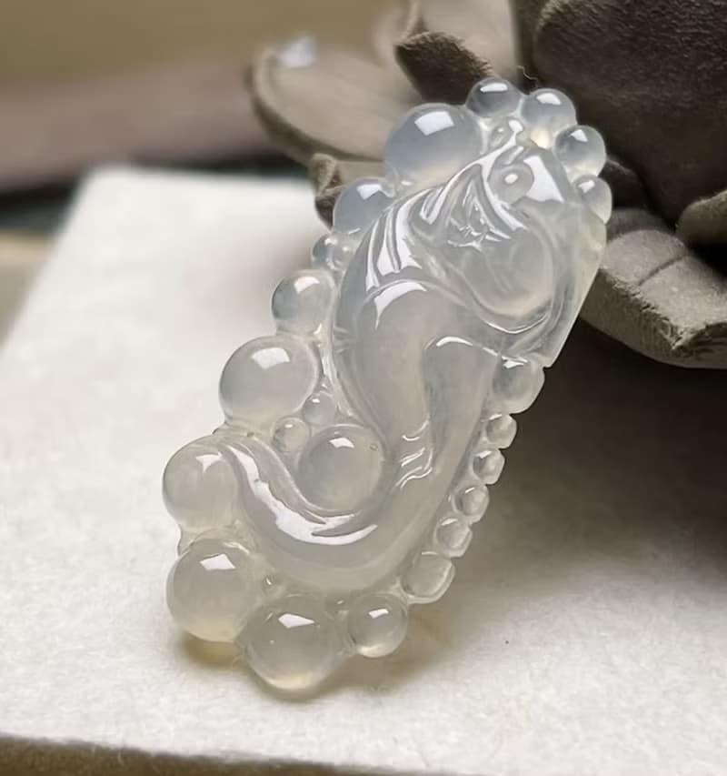 冰種翡翠懷古龍牌項鍊 | 天然緬甸玉翡翠A貨 | 送禮