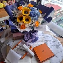 韓系永生向日葵繡球花束 向日葵花束 男士花束 畢業 父親節花束