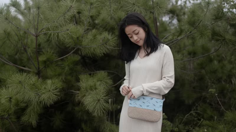 藺子布花側背包/斜背包/藺草編織