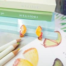 臺灣特有亞種 紫日灰蝶 紅東菱 繪畫貼耳耳環 耳夾/耳針