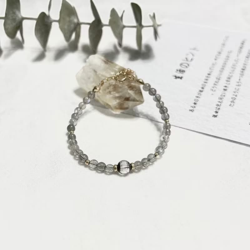 ll 拉長石與綠幽靈 ll 美國14kgf包金 天然石手鍊 Labradorite