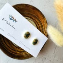 水玉 金継ぎ 陶器 ピアス イヤリング ノンホールピアス ドット グリーン 緑 小ぶり シンプル 小さい ゴールド 金 陶磁器