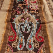 喀什米爾Cashmere/水煮羊毛披肩/針織圍巾/刺繡圍巾/羊絨披巾-花