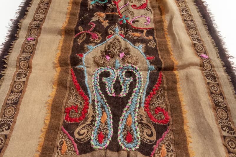 喀什米爾Cashmere/水煮羊毛披肩/針織圍巾/刺繡圍巾/羊絨披巾-花