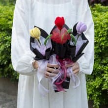 情人節首選 鬱金香 手工毛根花束  暗色系華麗款 可加購串串燈泡