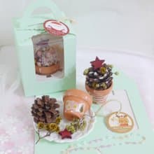 聖誕樹聖誕花圈交換禮物 聖誕佈置花禮【DIY材料包】親子松果盆栽
