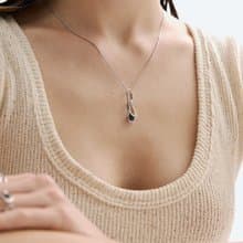dashbrand DJ01 Paperclip Pendant B - Silver / Black (Tiger Eye) Minimal Jewelry