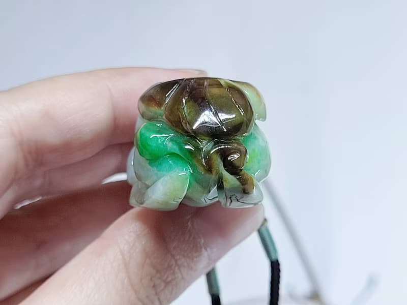 【純翠】天然翡翠 紅翡金甲辣綠葉貔貅項鍊 送禮首選