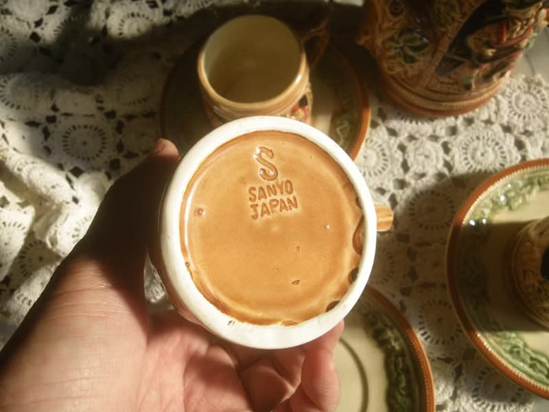 【老時光 OLD-TIME】早期日本製陶瓷浮雕咖啡茶具組