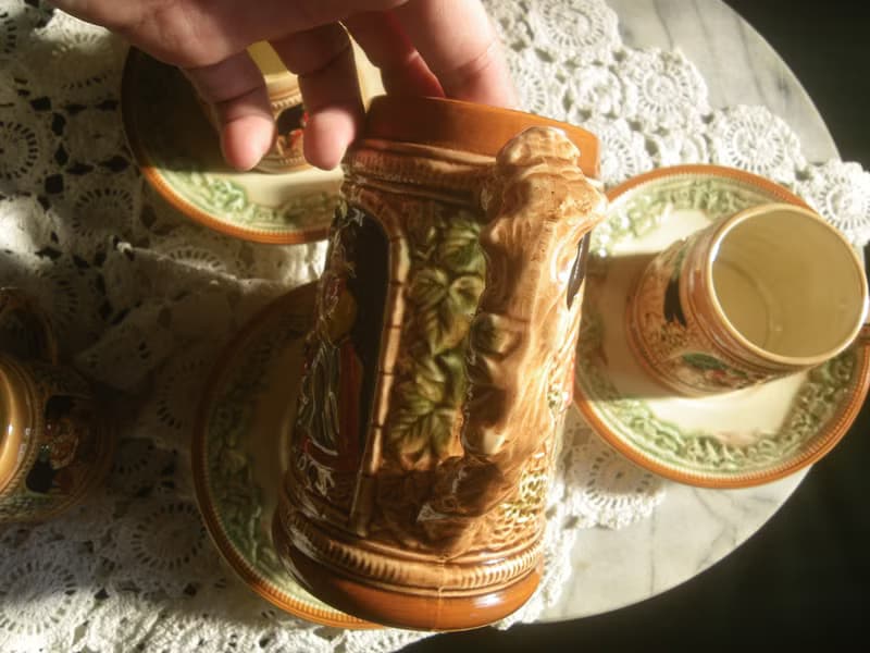 【老時光 OLD-TIME】早期日本製陶瓷浮雕咖啡茶具組