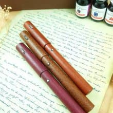 【圓柱鑲銀】手工木質鋼筆