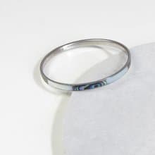 Vintage Mother Of Pearl 925 Sterling Silver Bangle