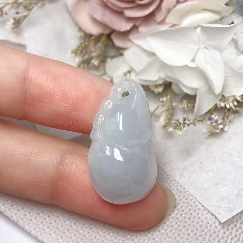 【福祿】冰種白翡翡翠葫蘆 | 天然緬甸A貨翡翠 | 送禮
