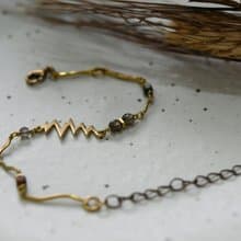 幾何系列 NO.3│松石x鋯石x黃銅│黃銅手鍊