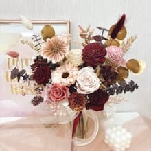 永生捧花-幸福暖紅花束 婚禮捧花 乾燥花 情人節yuflorist