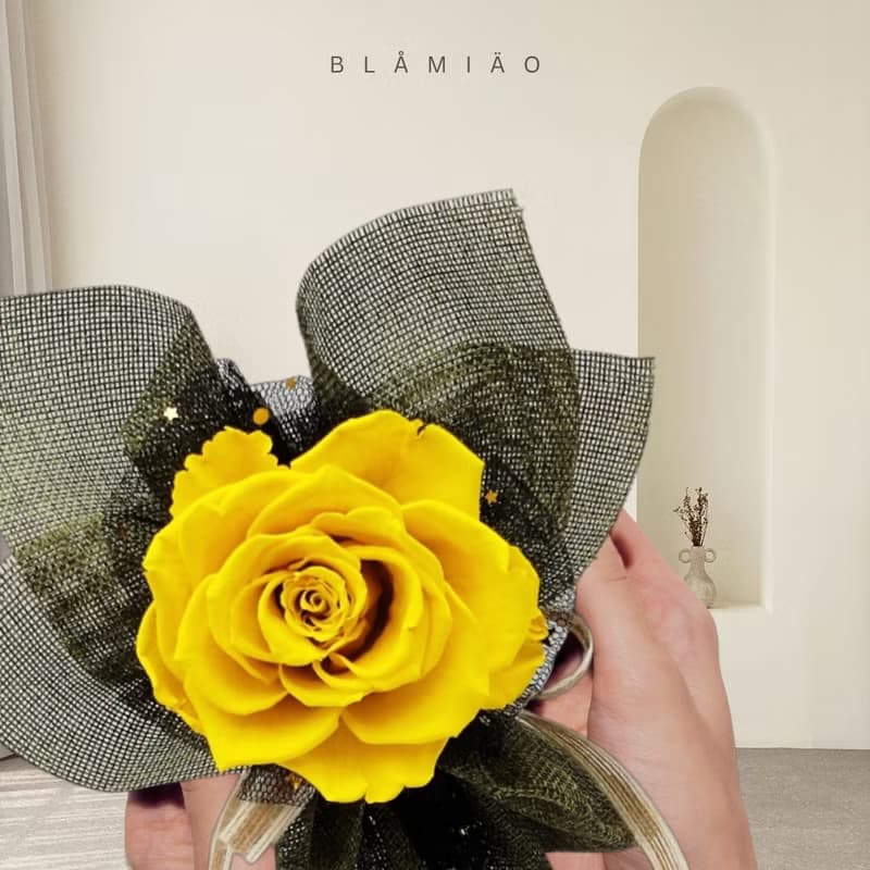 單支永生花束 - 黃(玫瑰)