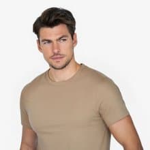 北歐極簡 - 100%有機棉經典圓領T恤 / 素Tee / T-shirt 男 (卡其)