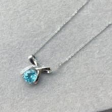 天然藍托帕石 純銀項鍊 優雅蝴蝶結 閃耀迷人 氣質 11月生日石