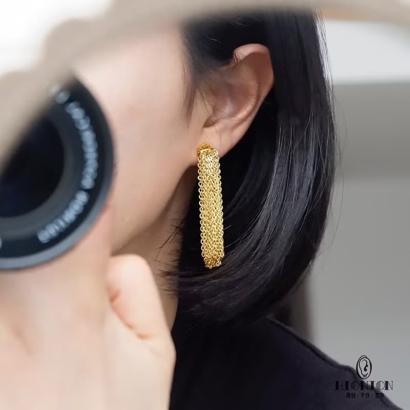 Hi Onion優雅的刺蝟 小眾鍍金流蘇耳夾耳釘修飾臉型高級冷淡百搭